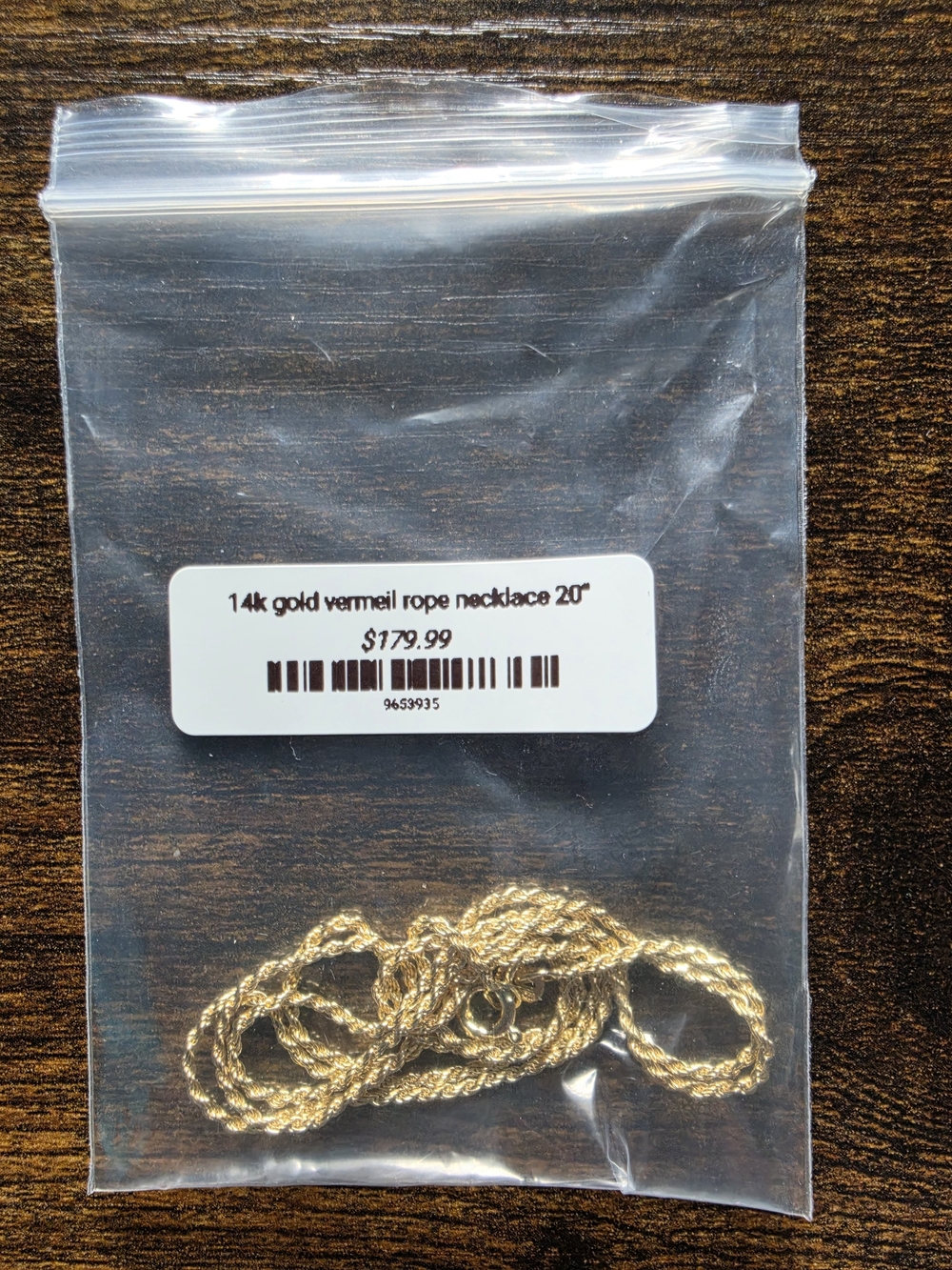 Source Unknown Gold Vermeil Rope Necklace
